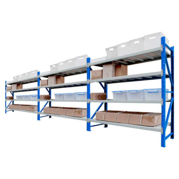 1.8m x 3.6m x 0.5m 1800kg Powder Coated Metal Garage Shelving (White/Blue)