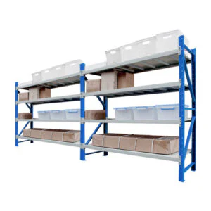 1.8m x 3m x 0.5m 1200kg Powder Coated Metal Garage Shelving (White/Blue)