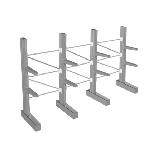 Package includes 4 x 3658mm Posts 8 x 1200mm Arms 4 x 1590mm Long Bases 3 x 1200cc Bracing Sets between Posts Full Dimension: 3658mm high x 3818mm long x 1590mm deep Approx. Load rating maximum 4000KG per Post All nuts and bolts including dyna bolts.